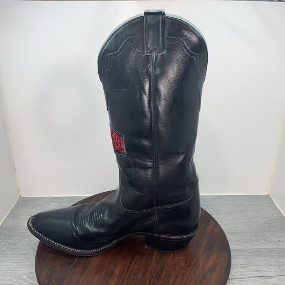 Justin Boots Men 10.5 D Black Fort Worth Texas Embroidery Leather Western Cowboy main image 12